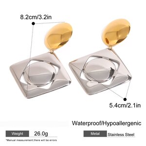 1 Pair Square Shape Stainless Steel Waterproof Mixed Color Drop Earrings h5 Picture2