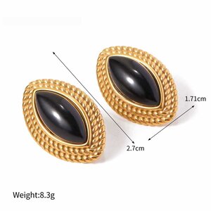 1 Pair Retro Stainless Steel Waterproof Gold Color Stud Earrings h5 Picture2