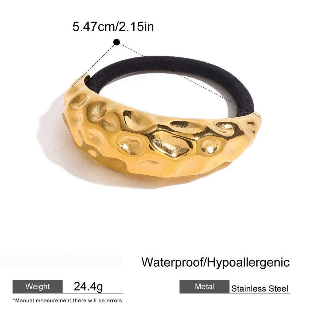 1 Piece Irregularly Shaped Hammered Stainless Steel Hair Tie