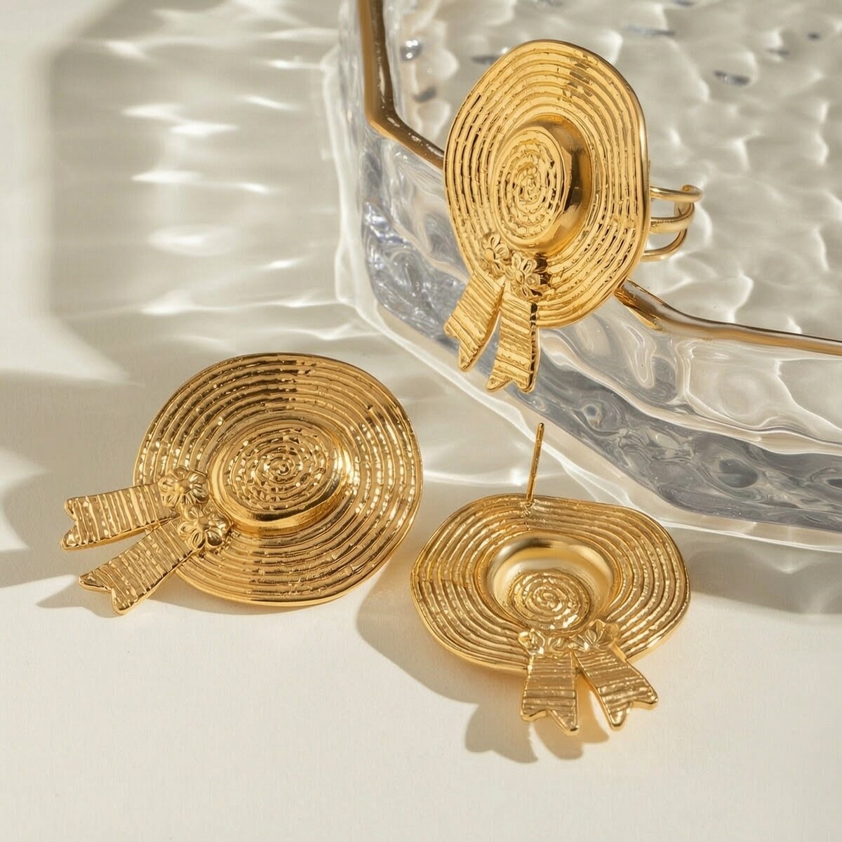 1 Paar Simple Series Retro Geometrischer Edelstahl 18 Karat Vergoldete Verstellbare Damenringe h5 Bild2
