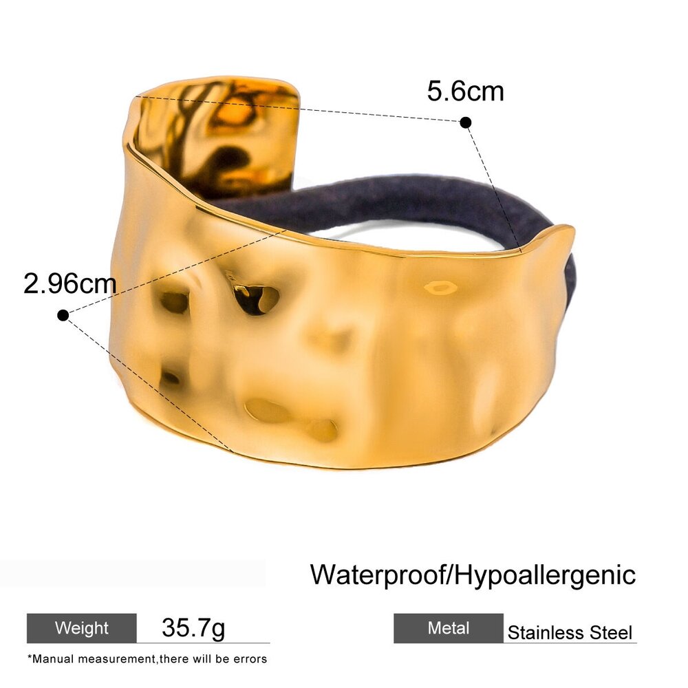 1 Piece Irregularly Shaped Hammered Stainless Steel Hair Tie