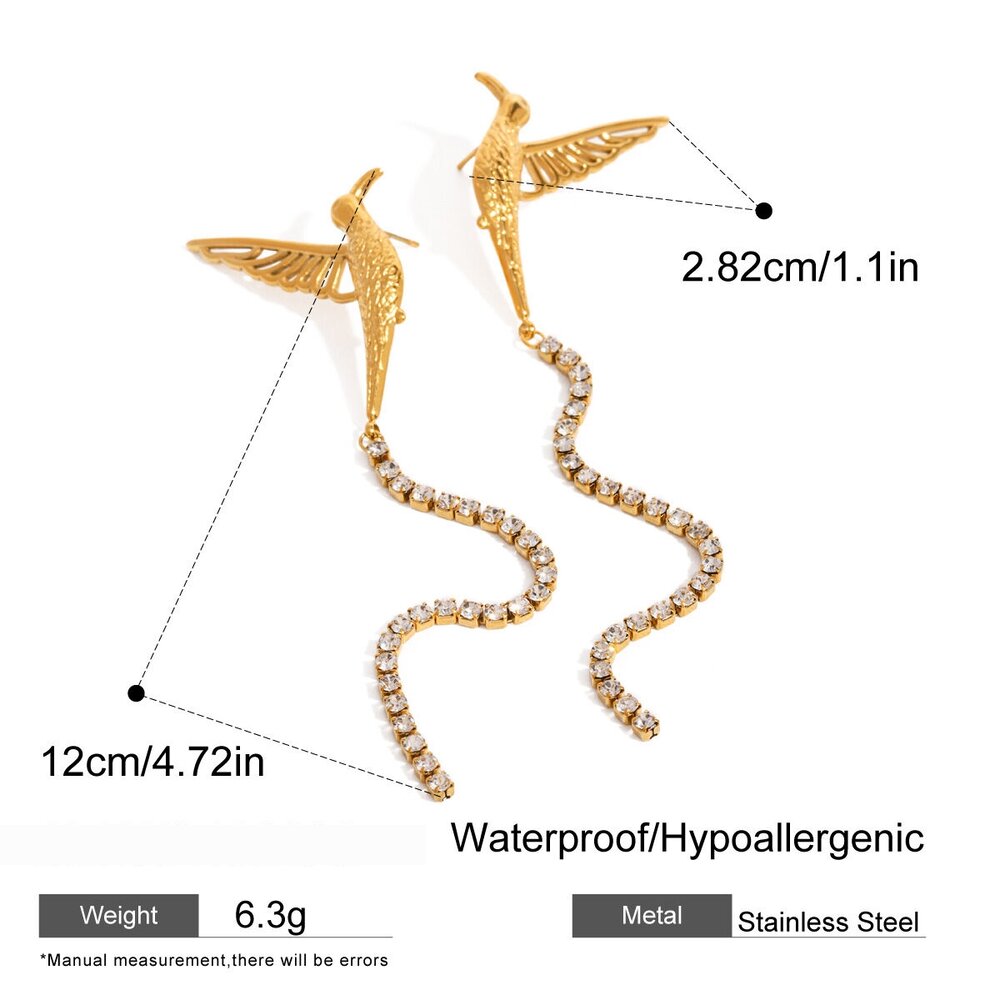 1 Pair Luxurious Series Retro Animal Stainless Steel Gold Plated Women Dangle Earrings