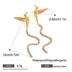 1 Pair Luxurious Series Retro Animal Stainless Steel Gold Plated Women Dangle Earrings h5