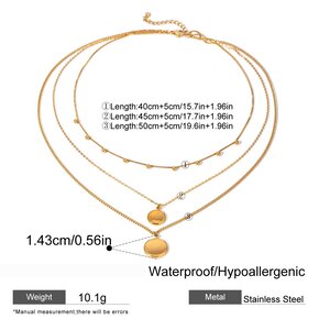 1 Piece Simple Series Classic Solid Color Stainless Steel Gold Plated Women Layered Necklaces h5