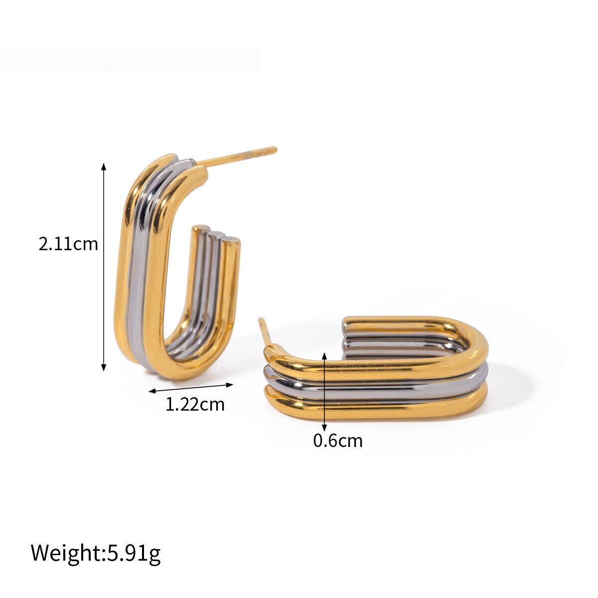 1 Paar Einfache Serie Lässig Geometrische Edelstahl 18 Karat Vergoldet Frauen Creolen h5 Bild2