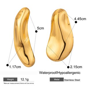 1 Pair Simple Series Simple Solid Color Stainless Steel Gold Plated Women Stud Earrings h5 Picture2