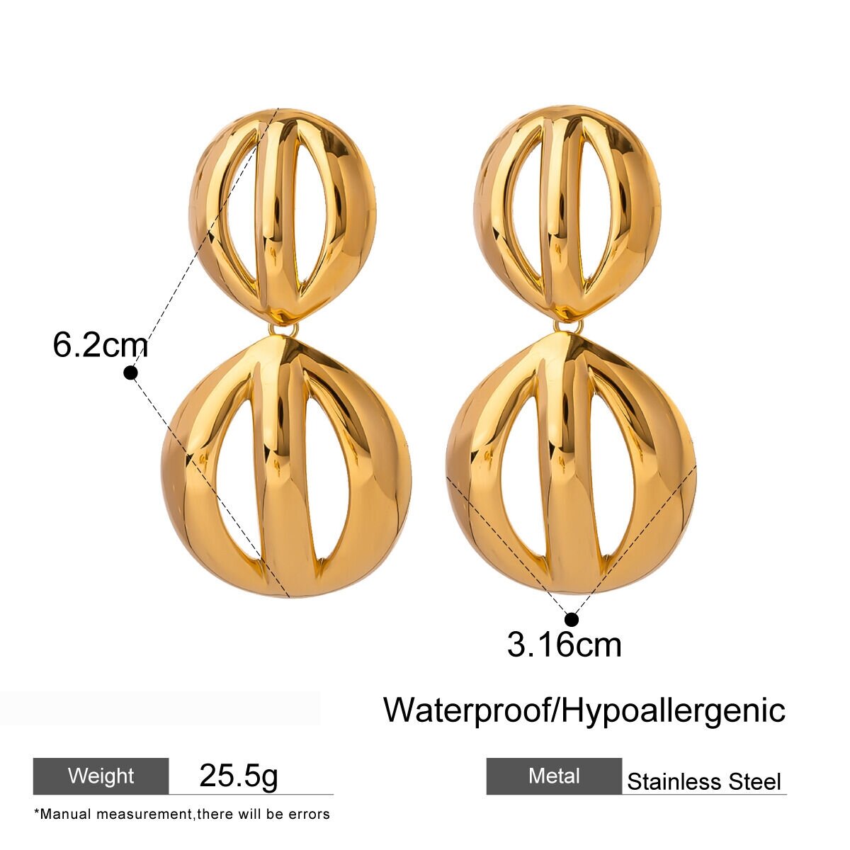 1 Pair Simple Series Simple Geometric Stainless Steel  Gold Plated Women Drop Earrings h5 Picture2
