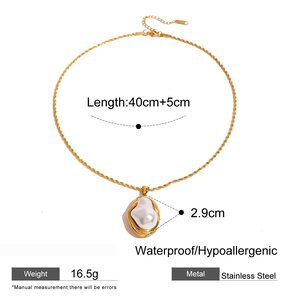 1 Piece Classic Series Elegant Geometric Stainless Steel Gold Plated Shell Women Pendant Necklaces h5 Picture2