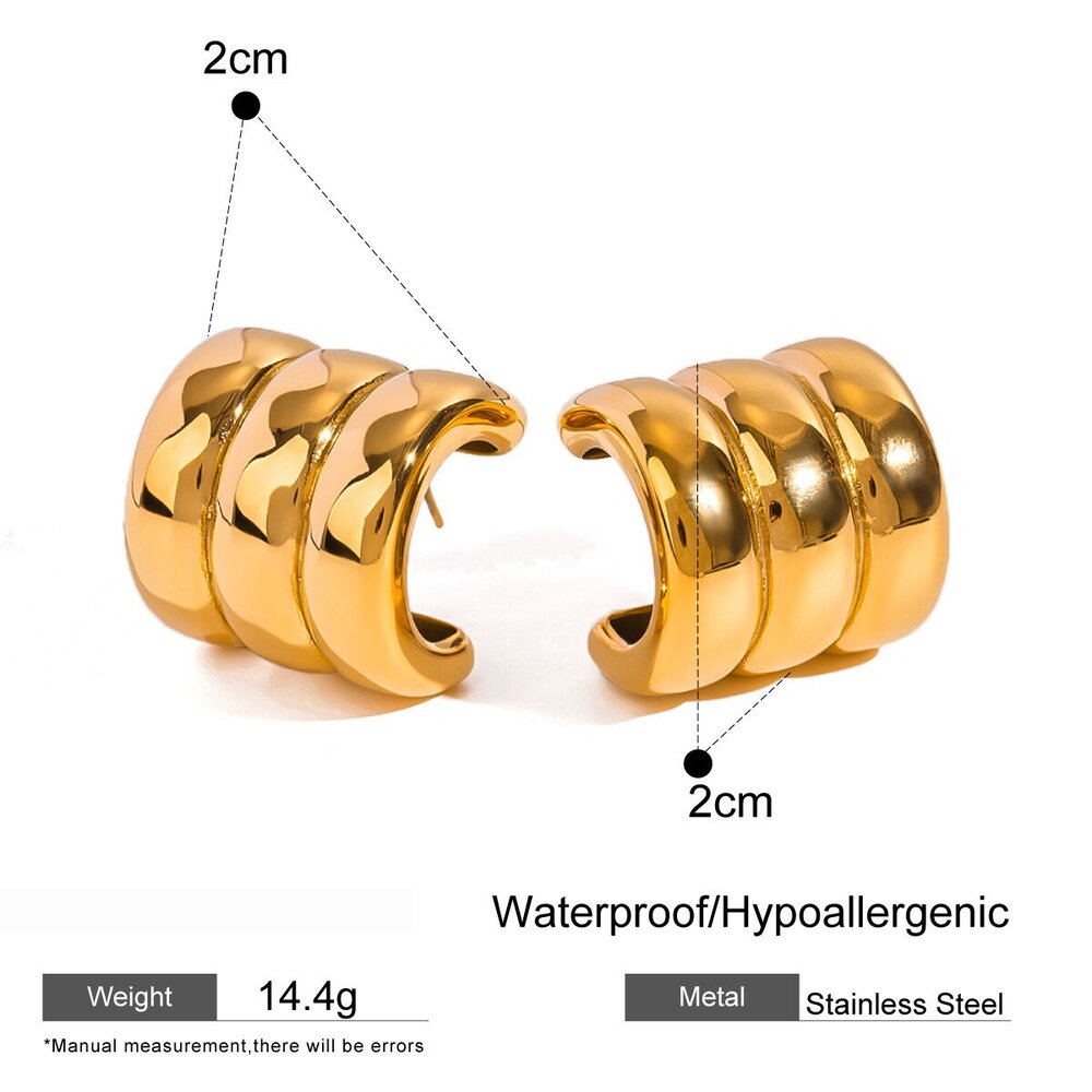 1 Pair Thread Stainless Steel Waterproof Gold Color Stud Earrings Picture2