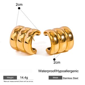 1 Pair Thread Stainless Steel Waterproof Gold Color Stud Earrings h5 Picture2