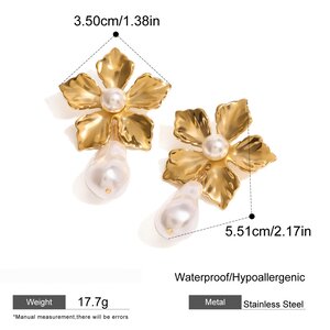 1 Piece Classic Series Retro Flower Stainless Steel Waterproof Women Drop Earrings h5 Picture2