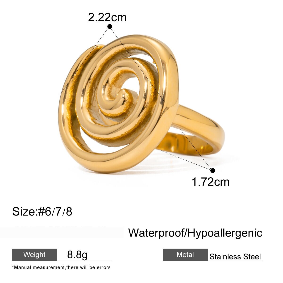 1 Piece Simple Casual Style Thread Shape Stainless Steel  Gold Plated Women's Single Ring Picture2