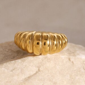 1 Stück Gewinde Edelstahl Wasserdichter Statement-Ring In Goldfarbe h5