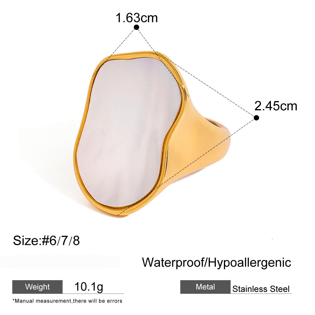 1 Pair Simple Style Irregular Shape Stainless Steel  Gold Plated Shell Women's Signet Rings h5 Picture2