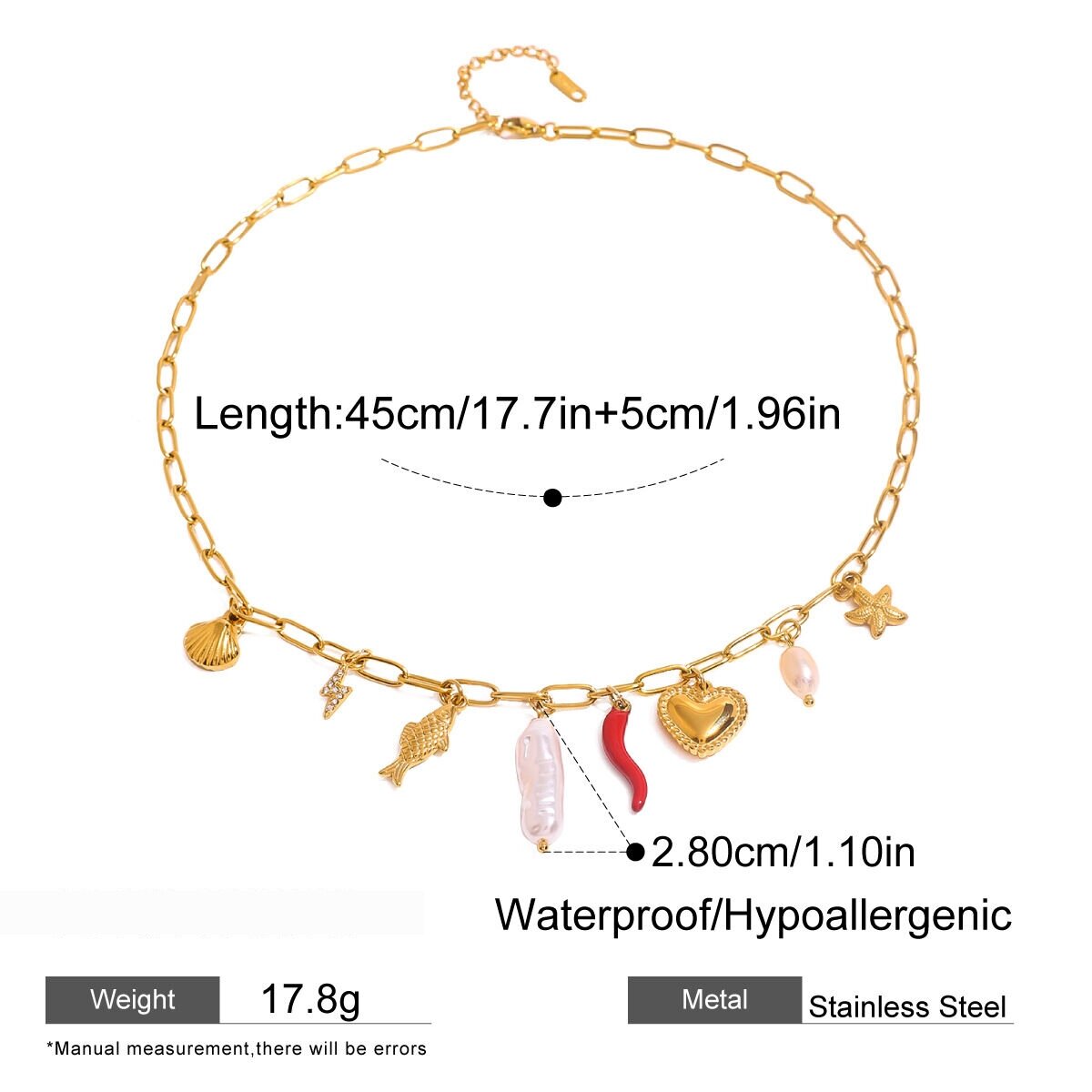 1 Piece Simple Vacation Style Marine Creature Shape Stainless Steel  Gold Plated Inlay Artificial Pearl Women's Pendant Necklace Picture2
