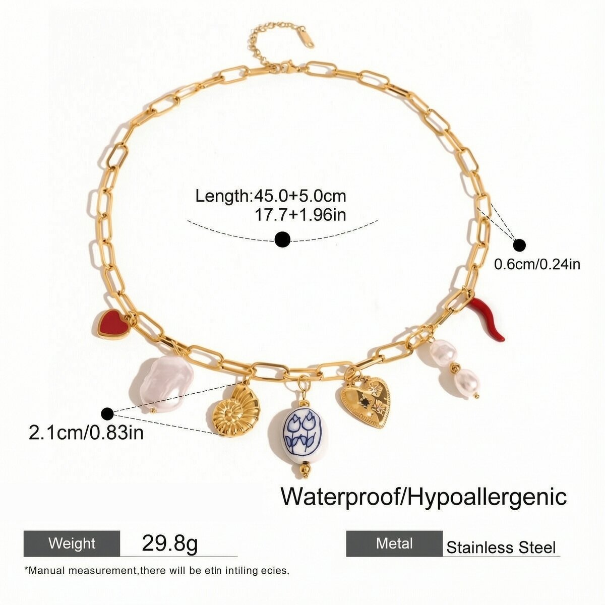 1 Piece Simple Series Vacation Turtle Stainless Steel  Gold Plated Artificial Pearl Women Pendant Necklaces h5 Picture2