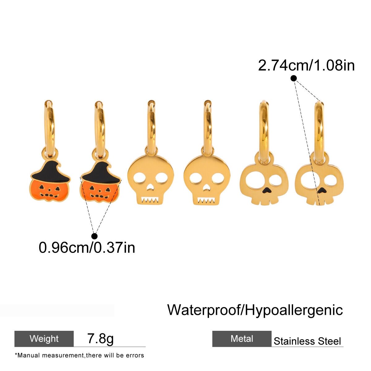 1 Set Halloween Stainless Steel Waterproof Earrings Set Picture2