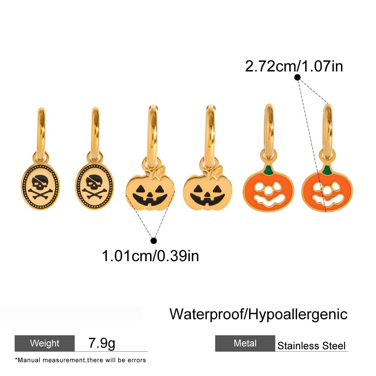 1 Set Halloween Stainless Steel Waterproof Earrings Set Picture2