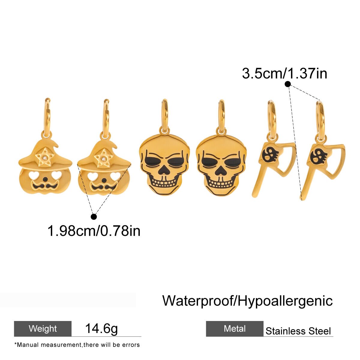 1 Set Halloween Stainless Steel Waterproof Earrings Set Picture2