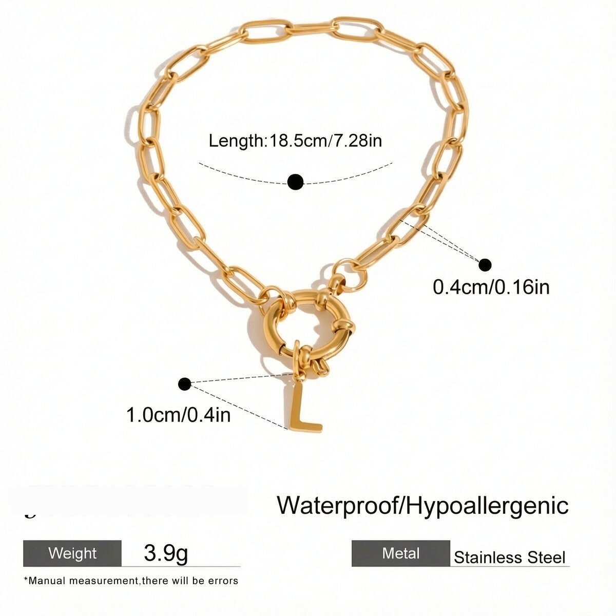 1 Piece Simple Series Simple Letter Stainless Steel  Gold Plated Women Charm Bracelets h5 Picture2