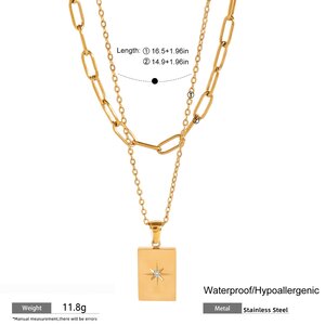 1 Piece Simple Series Simple Geometric Stainless Steel Gold Plated Rhinestone Women Layered Necklaces h5