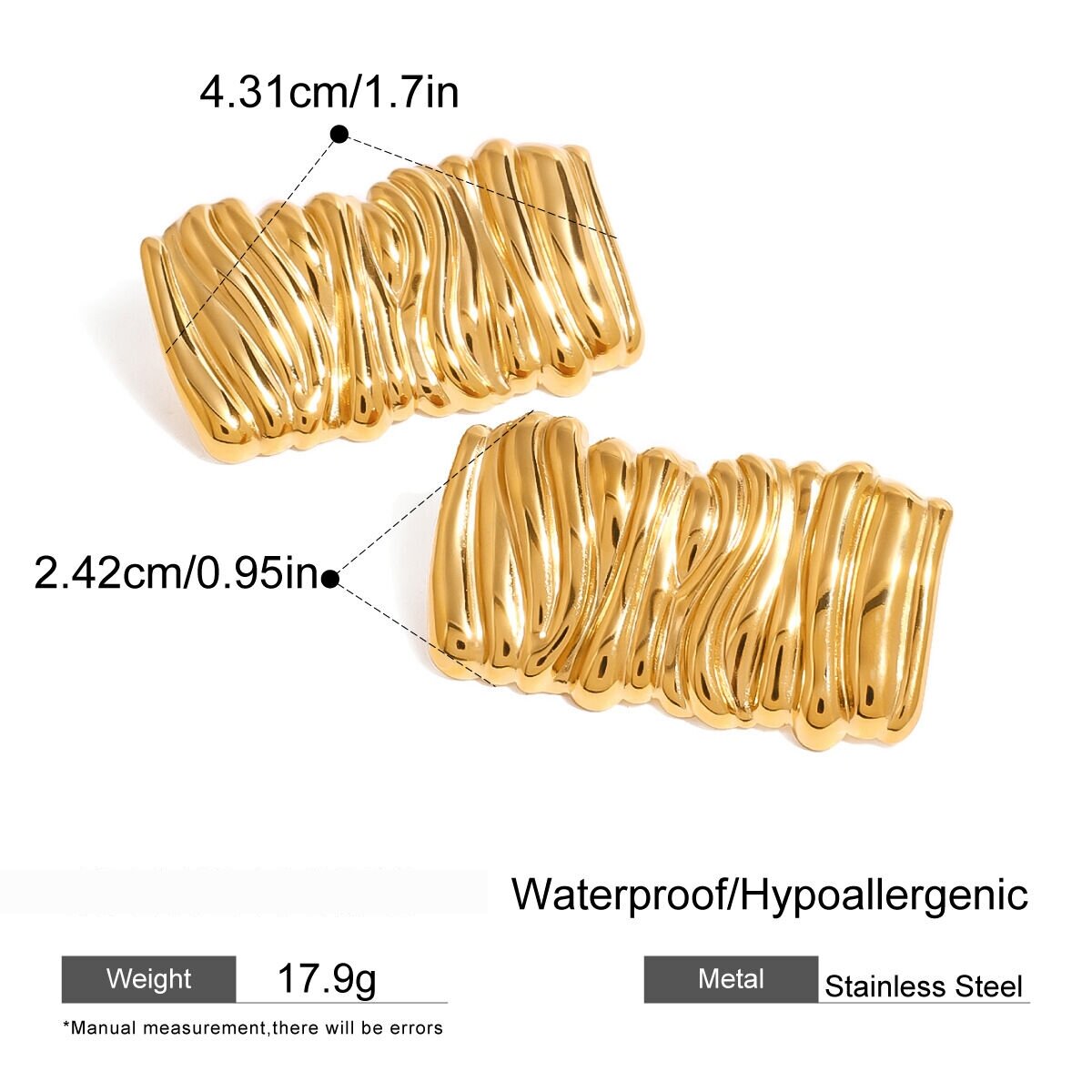 1 Par De Aretes De Botón De Acero De Titanio Chapados En Oro De 18 Quilates Con Diseño Geométrico Simple Para Mujer h5 