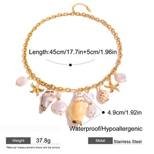 1 Stück Simple Series Vacation Turtle Edelstahl 18 Karat Vergoldete Muschel-Halsketten Für Damen h5