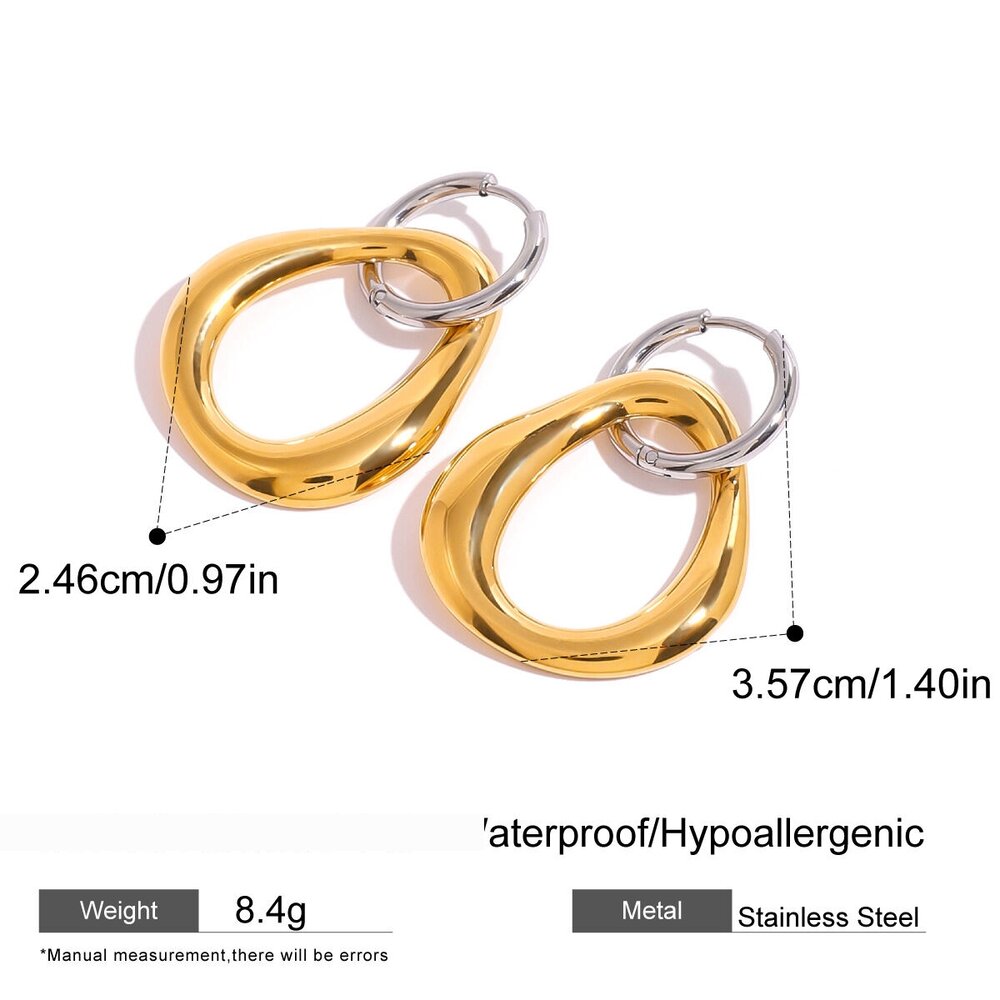 1 Pair Simple Series Simple Geometric Stainless Steel Gold Plated Women Drop Earrings Picture2