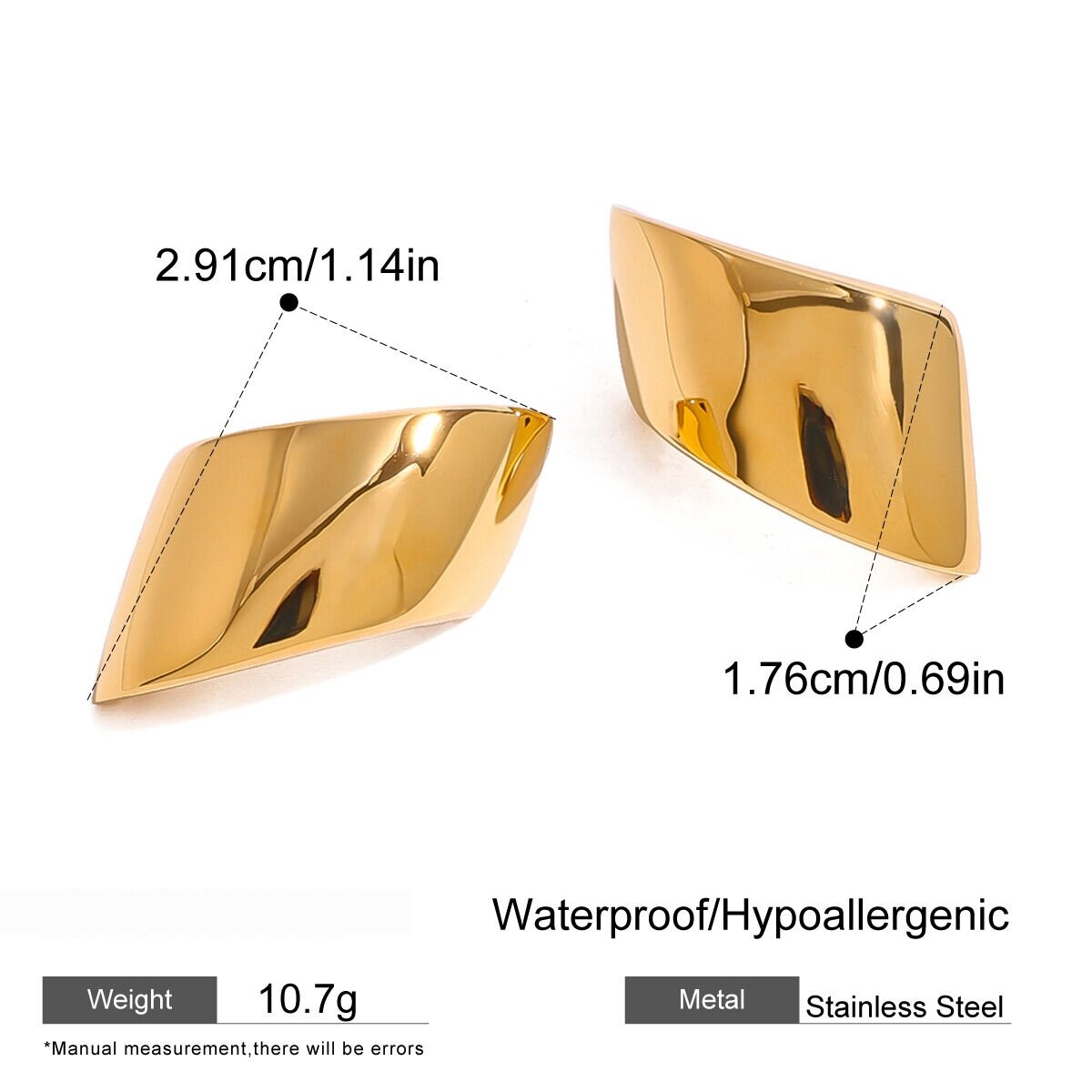 1 Pair Solid Color Stainless Steel Waterproof Stud Earrings h5 Picture2