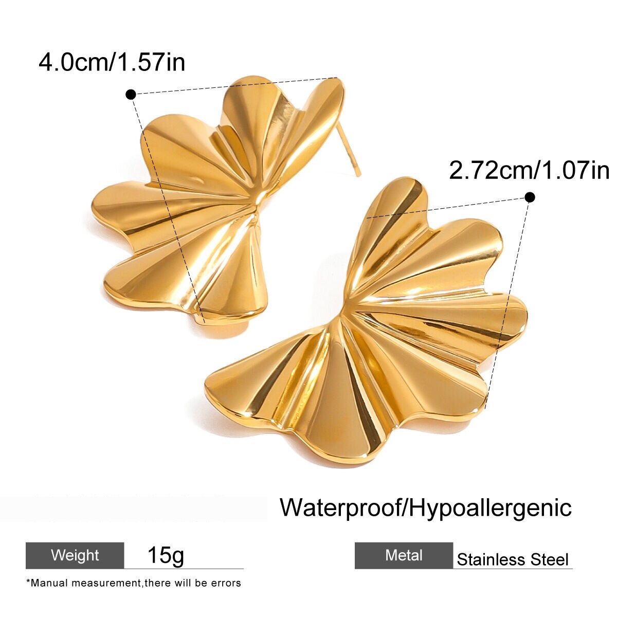 1 Par De Aretes De Botón De Acero Inoxidable Chapados En Oro De 18 Quilates Con Diseño De Flor Retro De Serie Clásica Para Mujer Imagen2