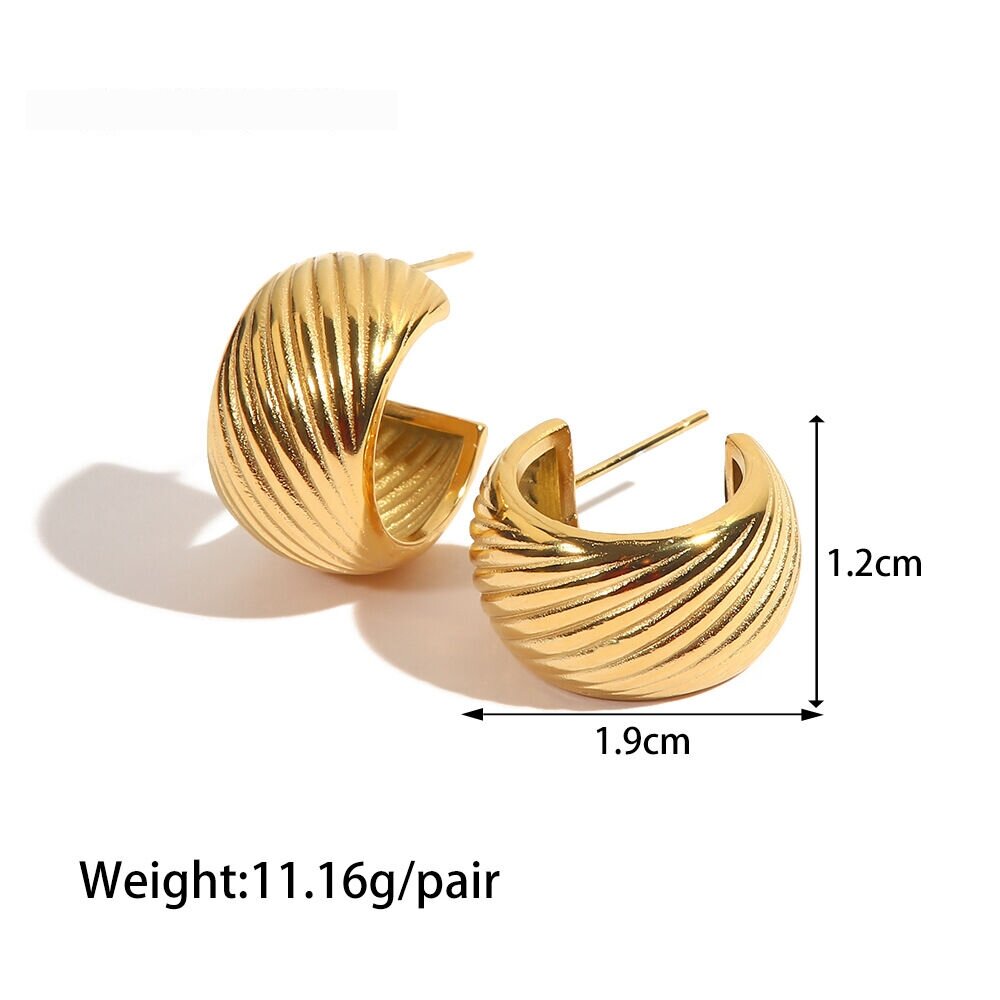 1 Pair Classic Light-Luxury Style Solid Color Ring Shape Stainless Steel  Gold Plated Women's Stud Earrings h5 Picture2