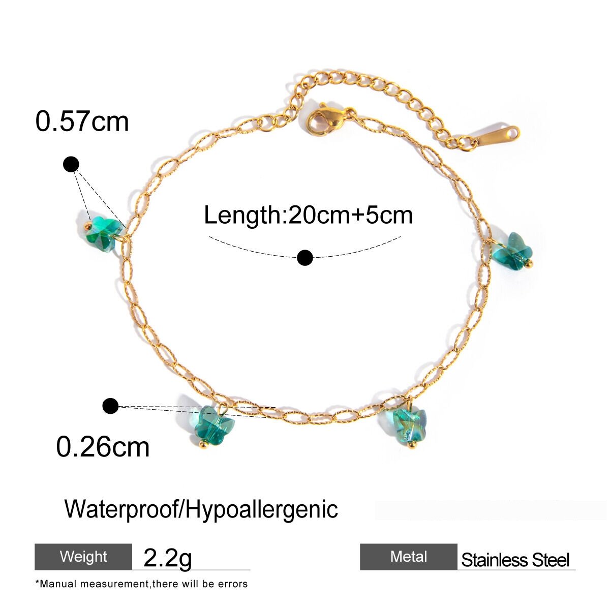 Europäische Und Amerikanische Grenzüberschreitende -Stil Mode Temperament 16 Karat Gold Edelstahl Farbe Öltropfen Schmetterling Fußkettchen Schmuck  h5 
