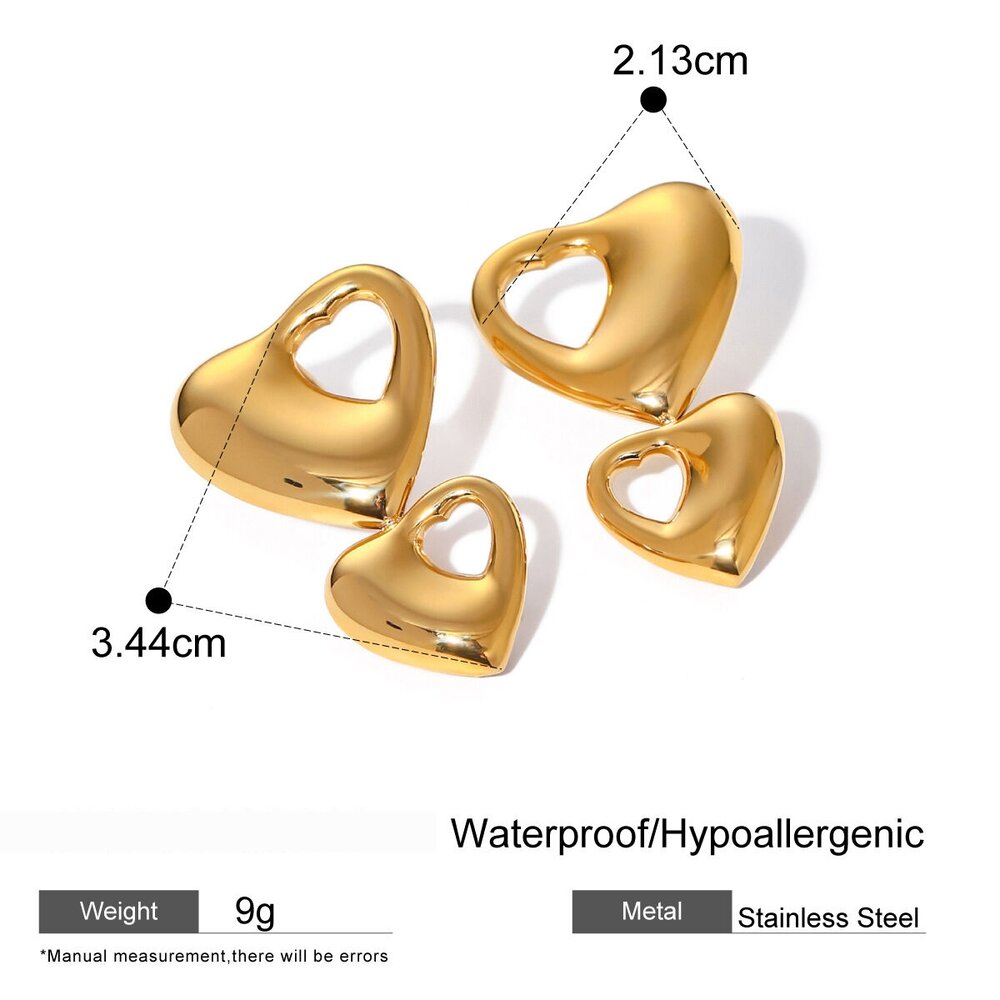 1 Pair Stainless Steel Waterproof Hollow Heart Drop Earrings Picture2