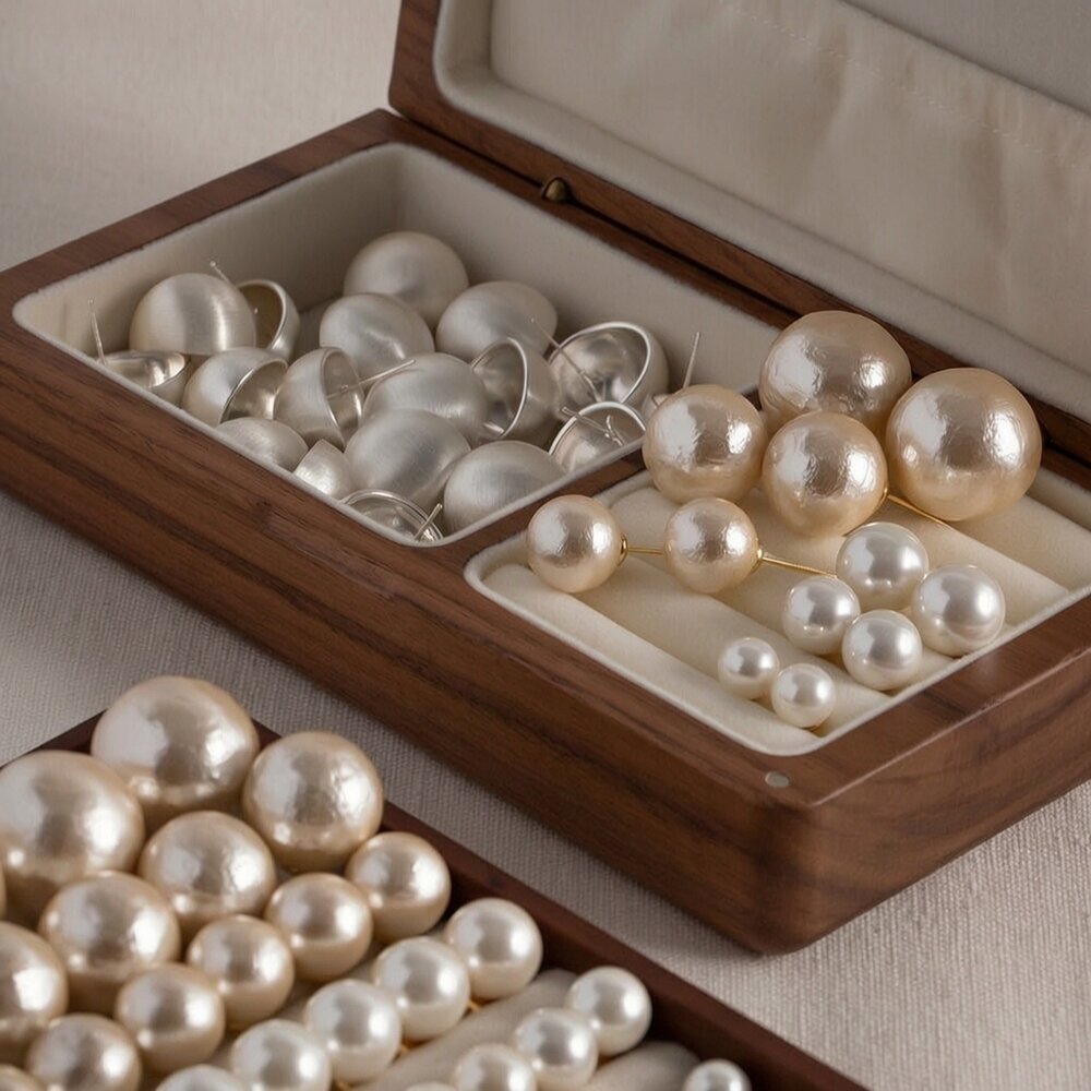  Retro Brushed Ball Earrings Niche Design High-End Earrings For Women  New Popular Pearl Earrings Picture2