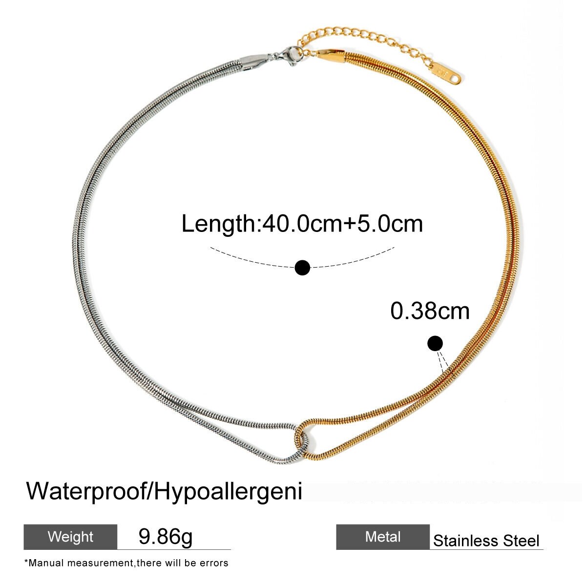  Stainless Steel And Silver Color Matching Flat Snake Bone Chain Necklace  Cold Style Unique Design Titanium Steel Necklace Picture2