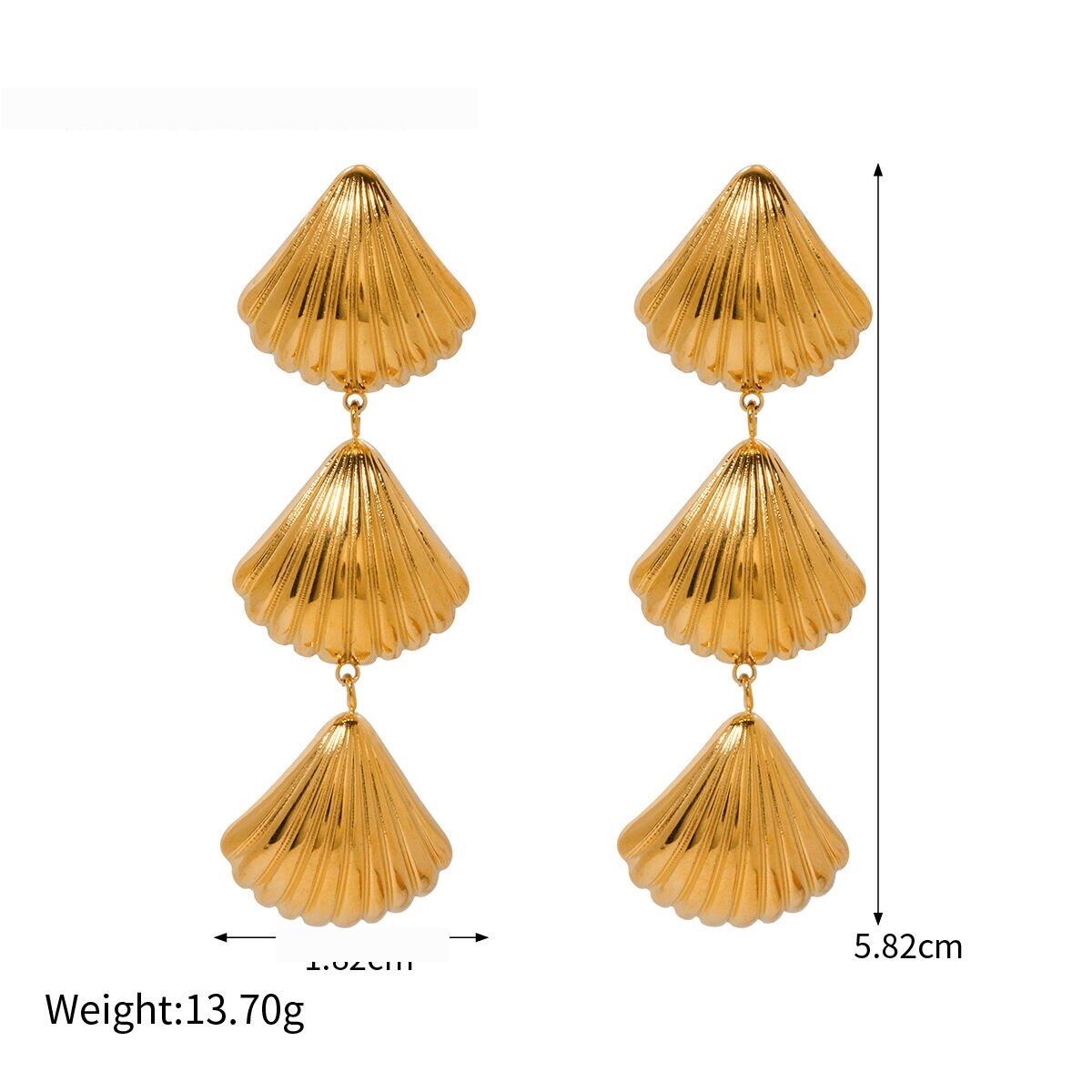 Fashion Trend Simple And Versatile Ladies  Gold Stainless Steel 3 Shells High-End Dangle Earrings Picture2