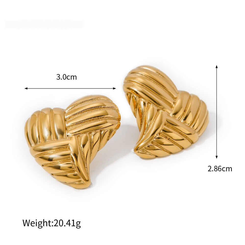 1 Pair Heart Shape Stainless Steel Waterproof Stud Earrings Picture2