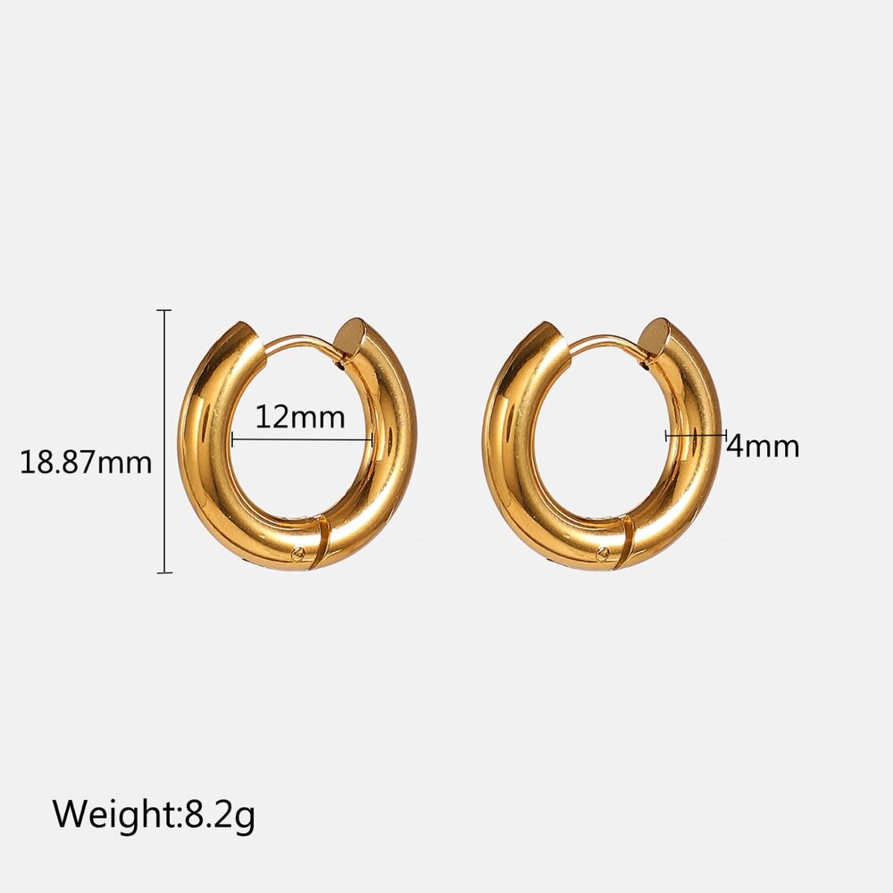 1 Pair Classic Stainless Steel Waterproof Hoop Earrings