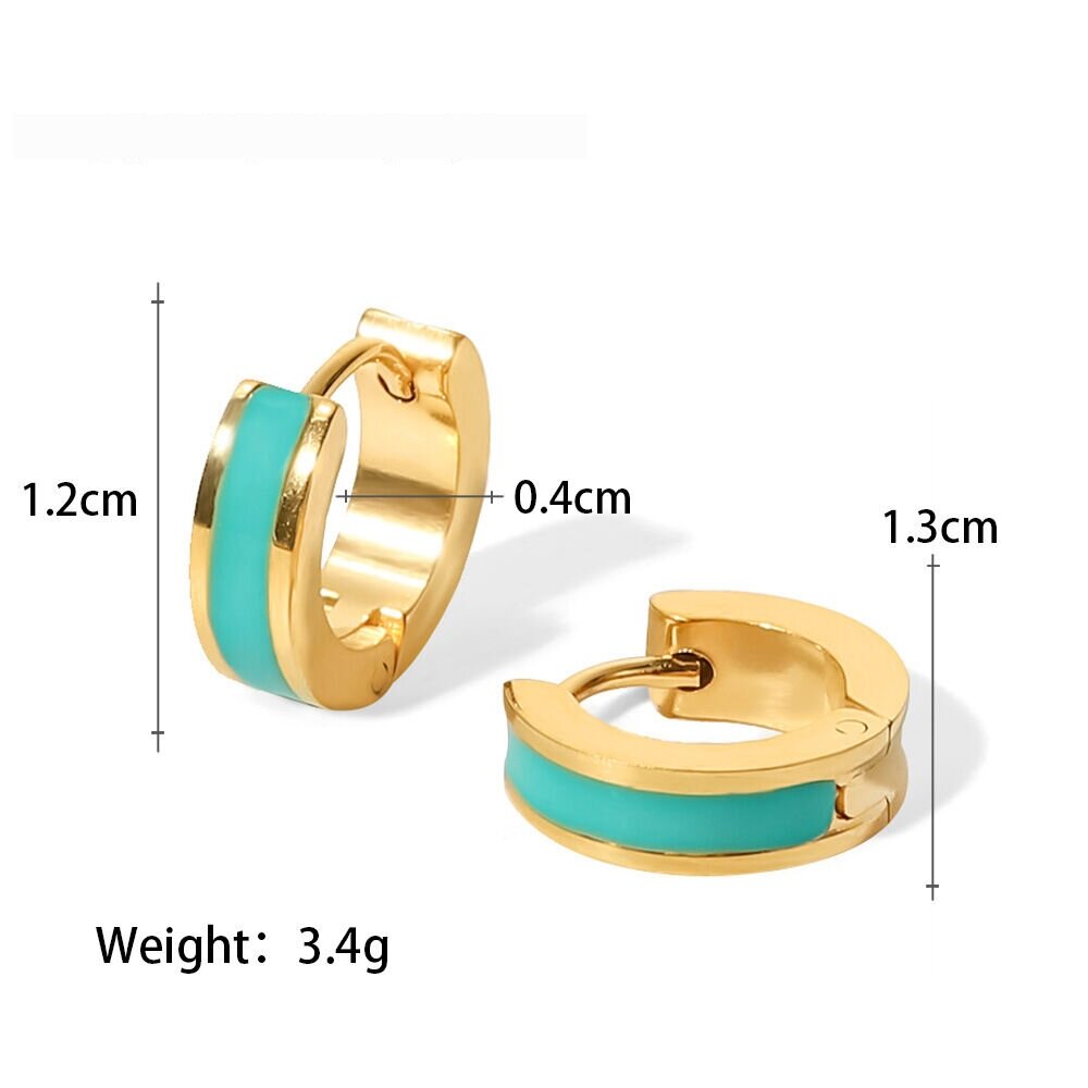 1 Pair Colorful Stainless Steel Women's Hoop Earrings Picture2