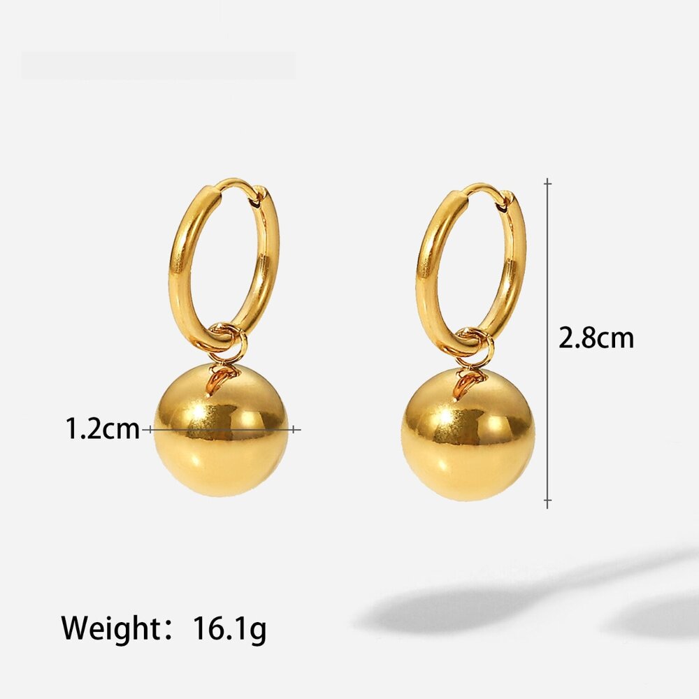 1 Pair Ball Pendant Stainless Steel Waterproof Drop Earrings