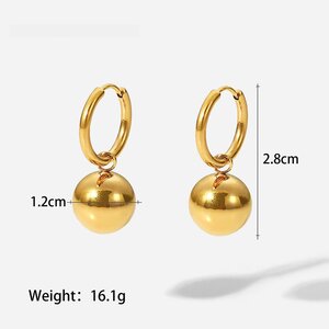 1 Pair Ball Pendant Stainless Steel Waterproof Drop Earrings h5