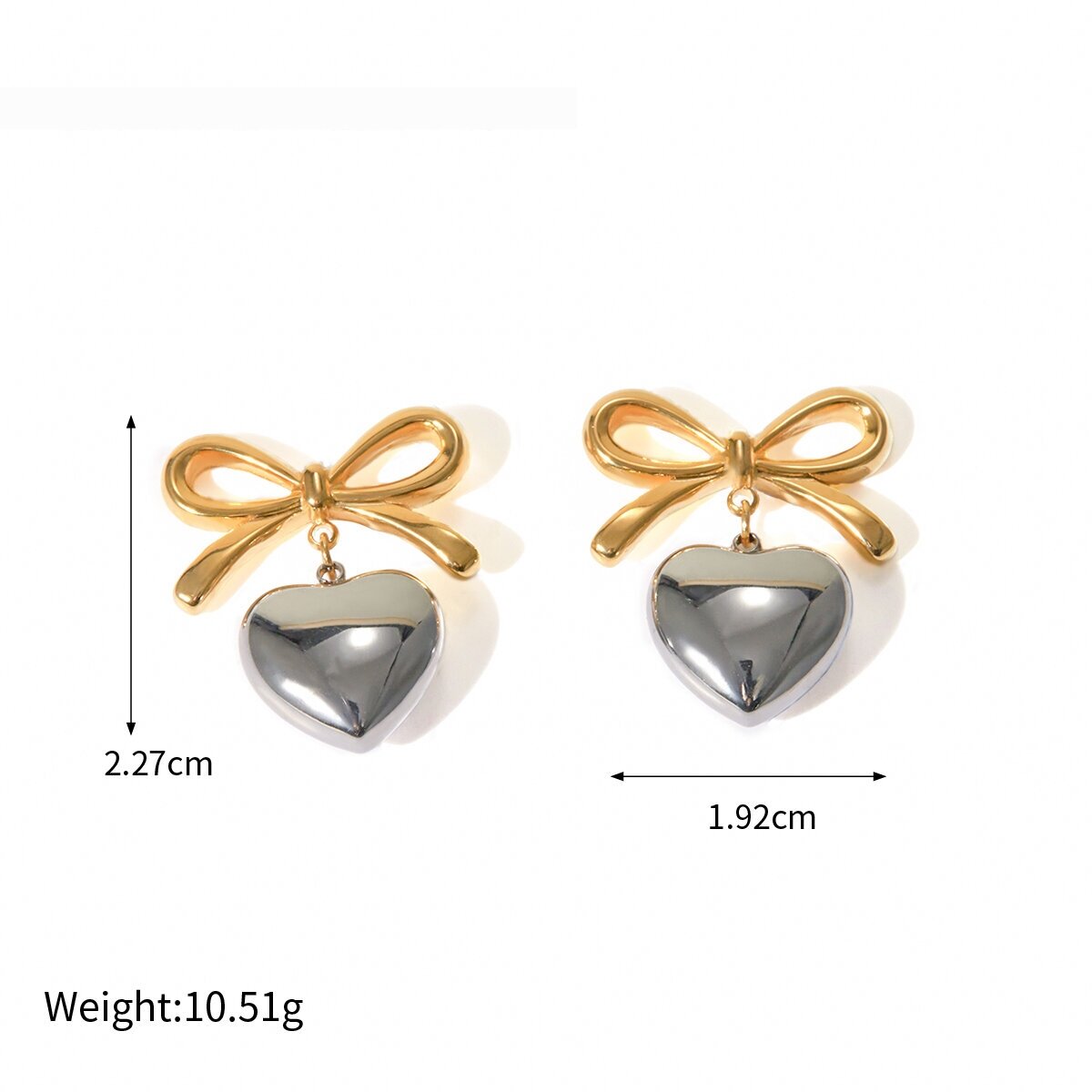 1 Pair Stainless  Gold Plated Simple Sweet Style Heart Shape Women's Drop Earrings h5 Picture2