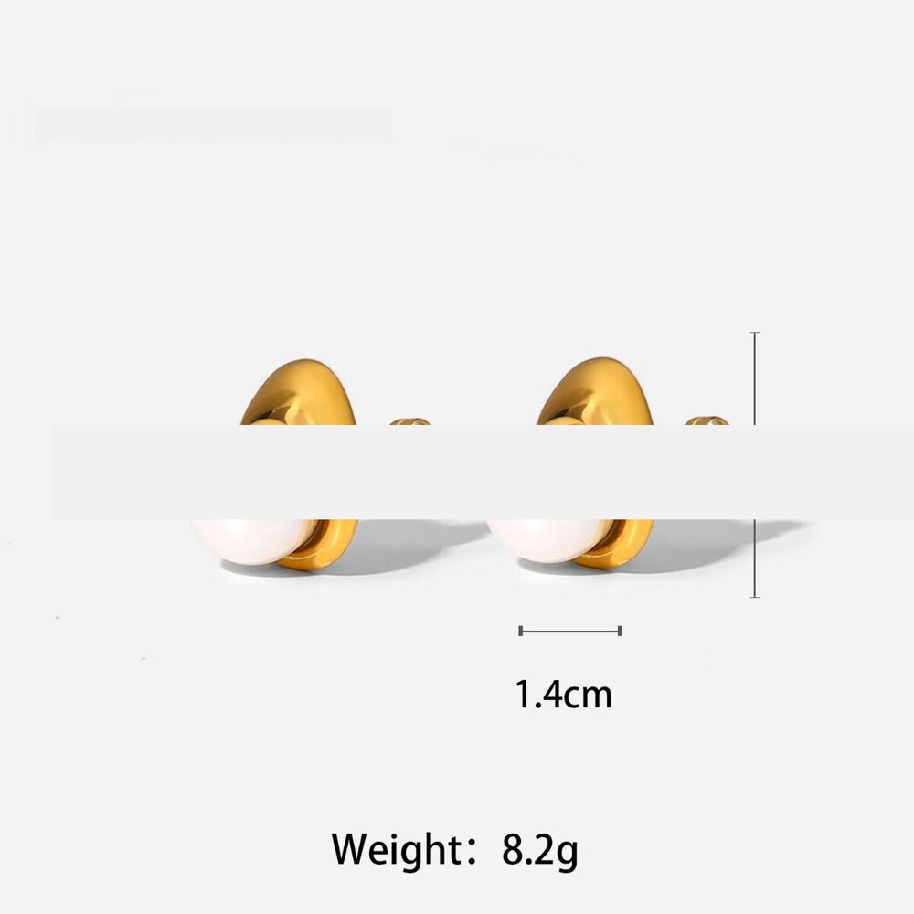Style Internet Same Style Gold Stainless Steel Earrings Fashion Personalized Pearl Earrings Earrings Women's Jewelry