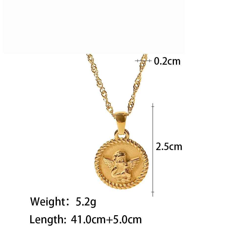 1 Piece Simple Retro Style Heart Square Oval Shape Stainless Steeel  Gold Plated Women's Pendant Necklaces h5 