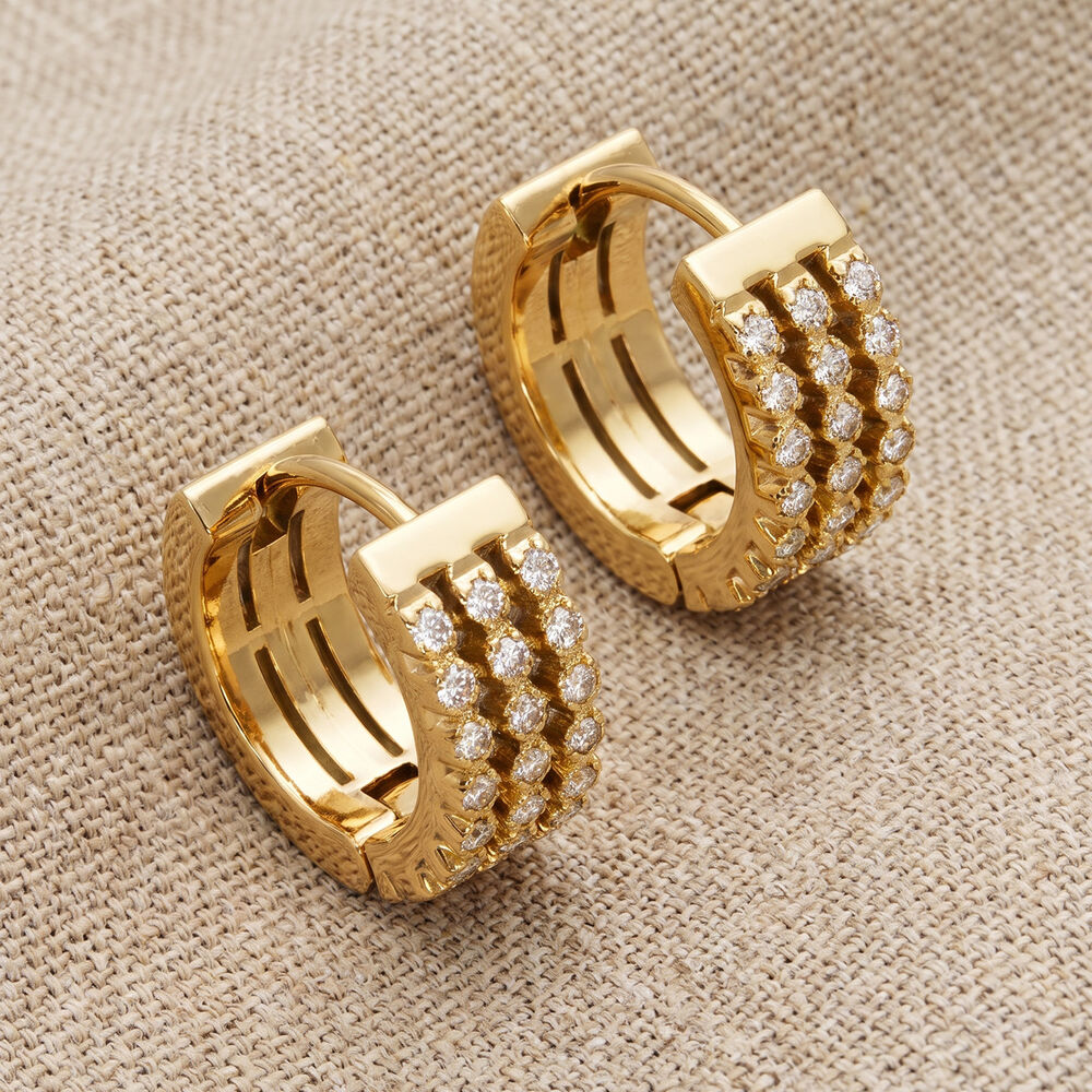 Luxurious Series Circle Stainless Steel Waterproof Gold Color Zircon Women's Hoop Earrings Picture3