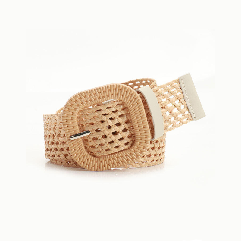 Ethno-Serie, Lässiger, Einfarbiger, Gewebter Raffia-Gürtel