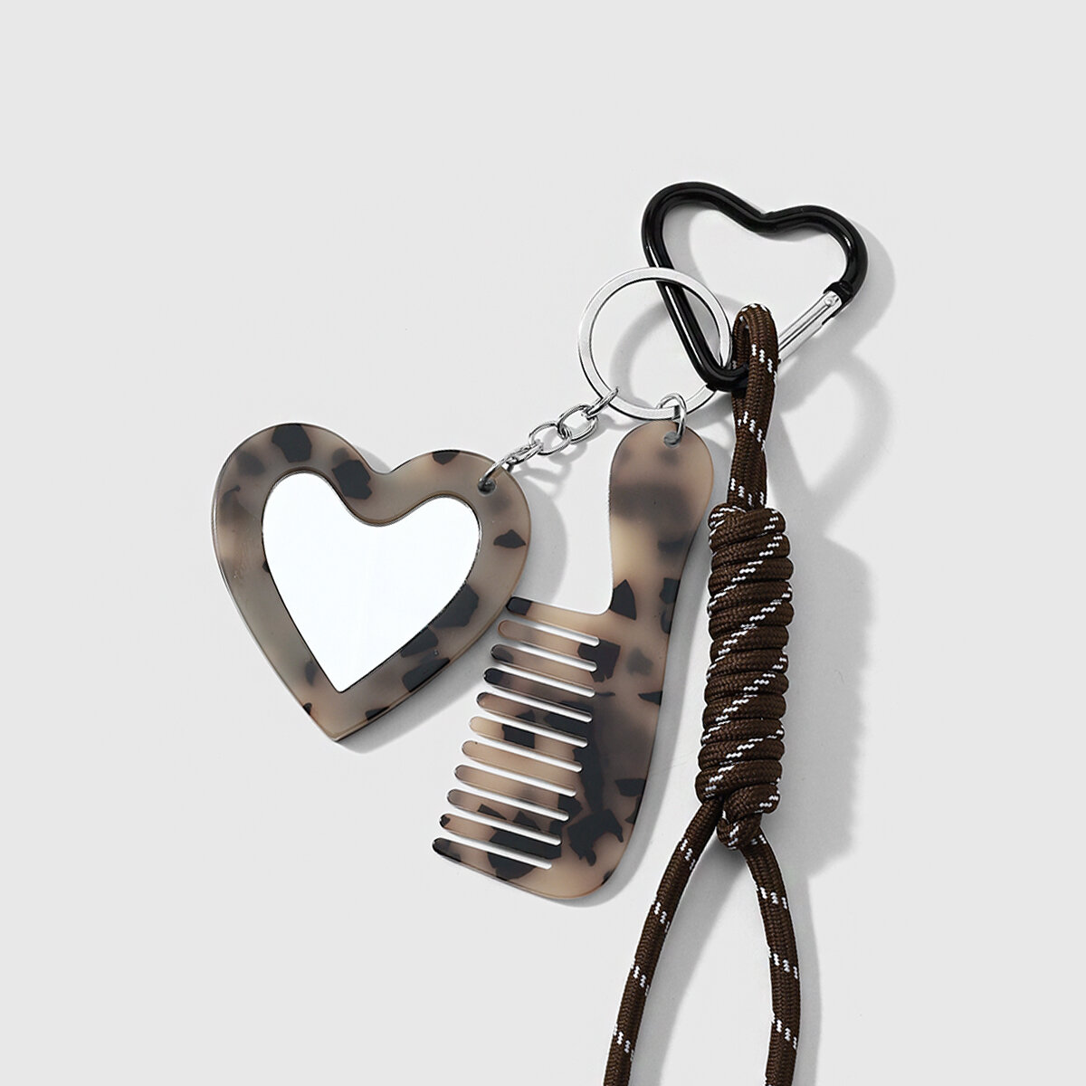 Ciondoli Per Borse In Lega Intrecciata A Forma Di Cuore Retrò, Tinta Unita, Stampa Leopardata, Stampe Animalier Miste. h5 Immagine7