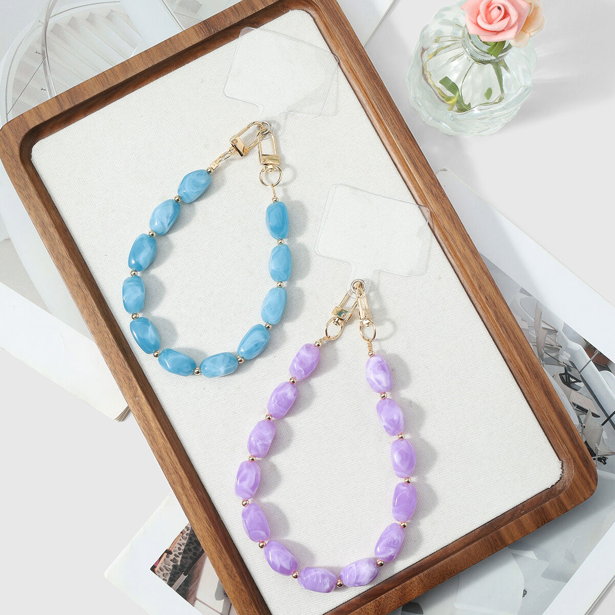 Simple Series Daily Solid Color Beads Alloy Phone Chain h5 Picture5