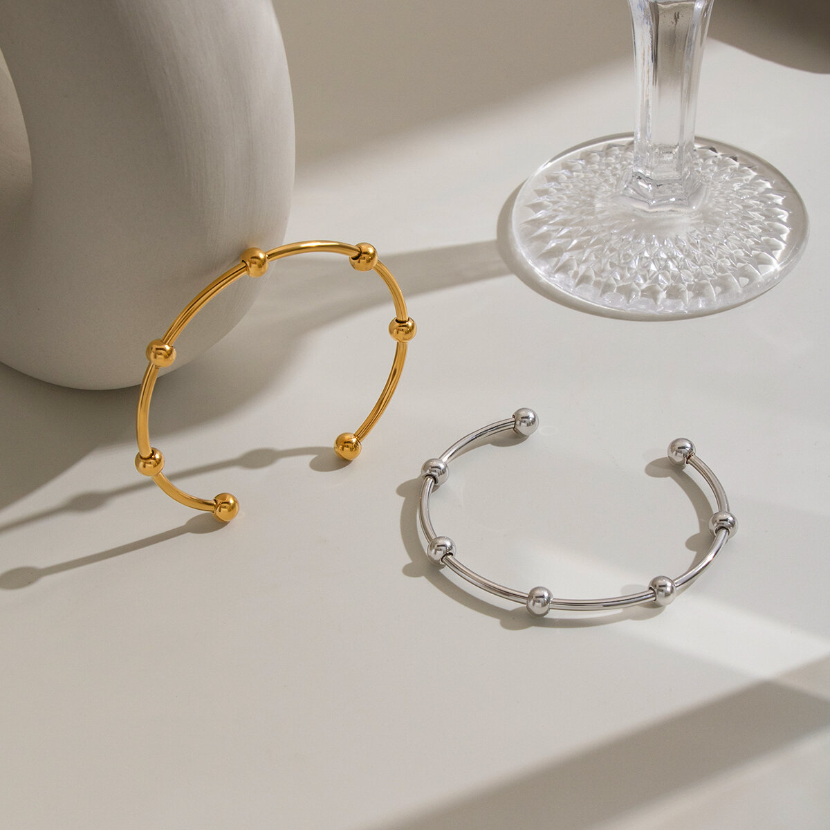 Stainless Steel Waterproof Gold Color Women's Cuff Bracelets 2