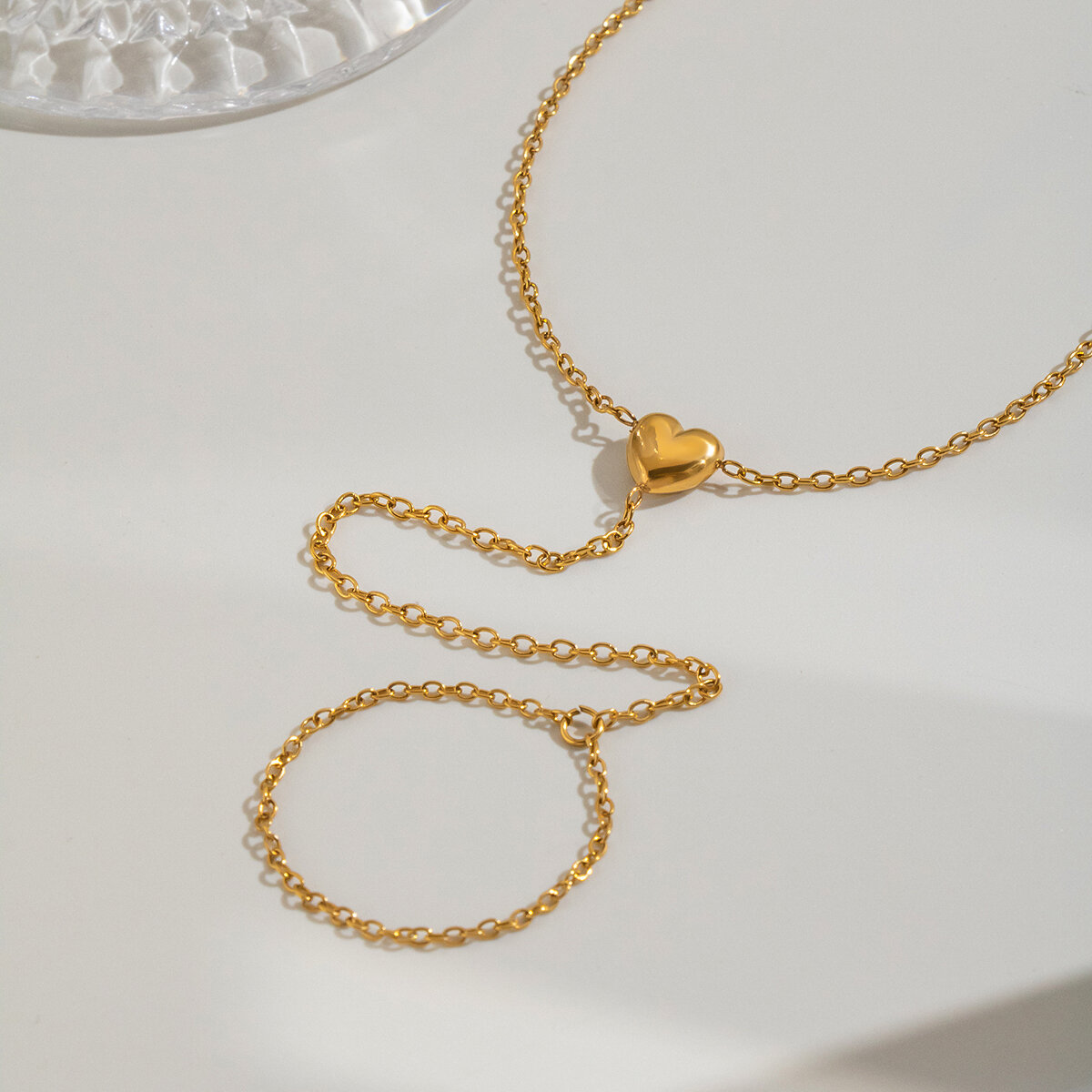 Tägliche Herz Edelstahl Wasserdichte Goldfarbene Damenhandkette Bild4